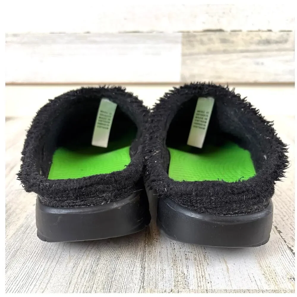 OOFOS Mens 8B Black OOcoozie Mule Recovery Shoes Sherpa Comfort